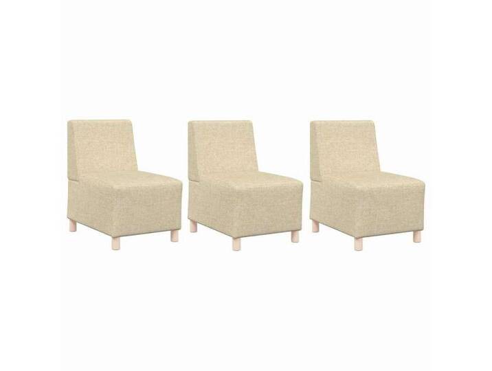vidaXL Sofa Modulares Armfreies Sofa 3 pcs Creme 55 x 74 x 82 cm Stoff, 3 Teile, Creme von vidaXL