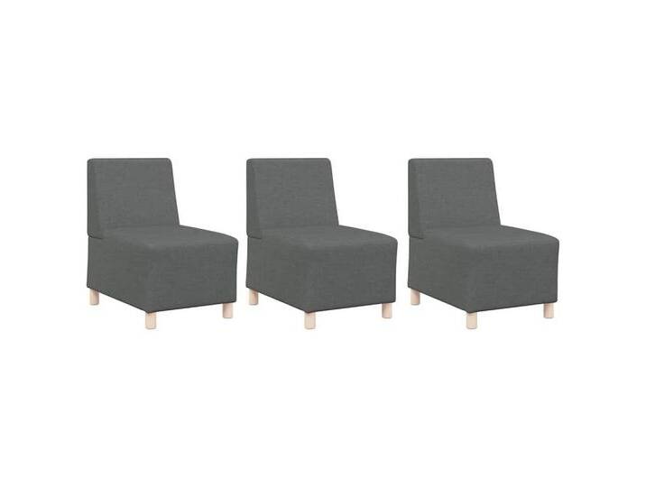 vidaXL Sofa Modulares Armfreies Sofa 3 pcs Dunkelgrau 55 x 74 x 82 cm Stoff, 3 Teile, grau, Dunkelgrau von vidaXL