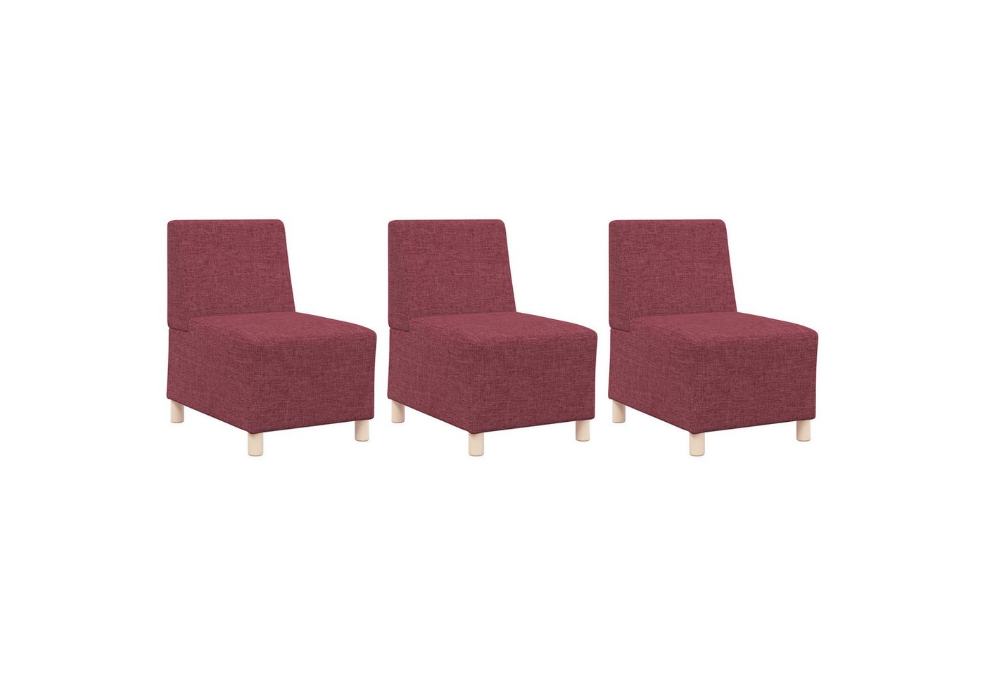 vidaXL Sofa Sofa Stuhl Hellgrau 55 cm Stoff 3 pcs Weinrot 55 x 74 x 82 cm, 3 Teile von vidaXL