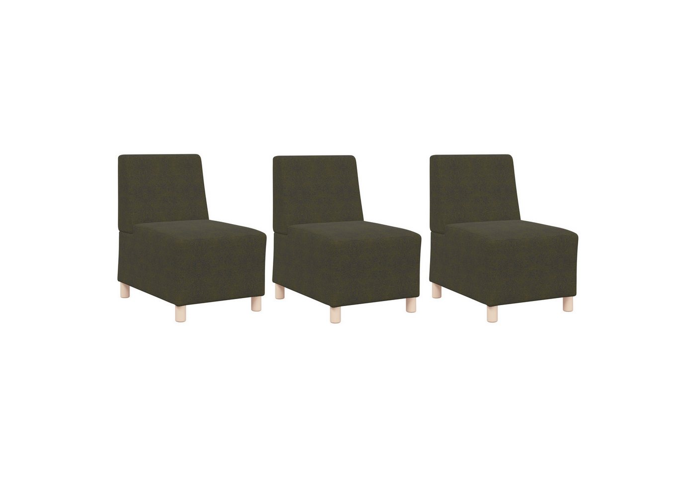 vidaXL Sofa Sofa Stuhl mit Kissen 3 pcs Grün 55 cm Faux Wildleder, 3 Teile von vidaXL