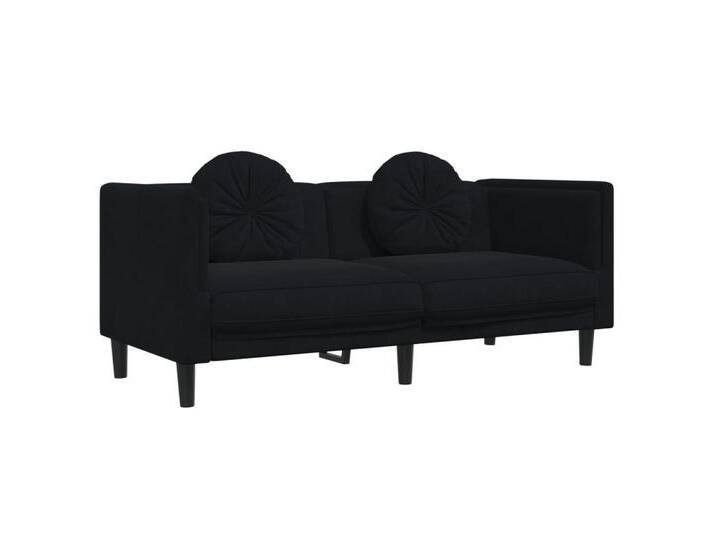 vidaXL Sofa Sofa mit Kissen 2-Sitzer Schwarz Samt, schwarz von vidaXL