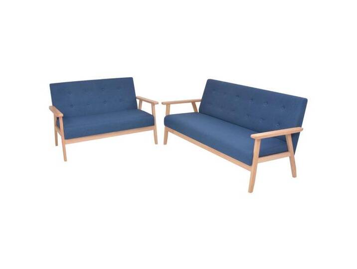 vidaXL Sofa Sofagarnitur 2-tlg. Stoff Blau, blau, 2-Sitzer + 3-Sitzer, Blau von vidaXL