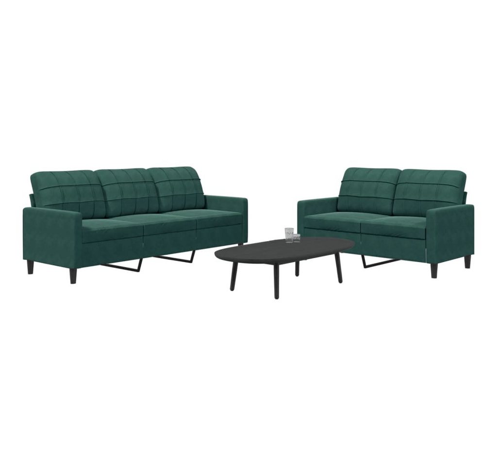 vidaXL Sofa Sofagarnitur mit Kissen Samt, Standard, Grün vidaXL Sofa Sofagarnitur mit Kissen Samt, Standard, Grün von vidaXL