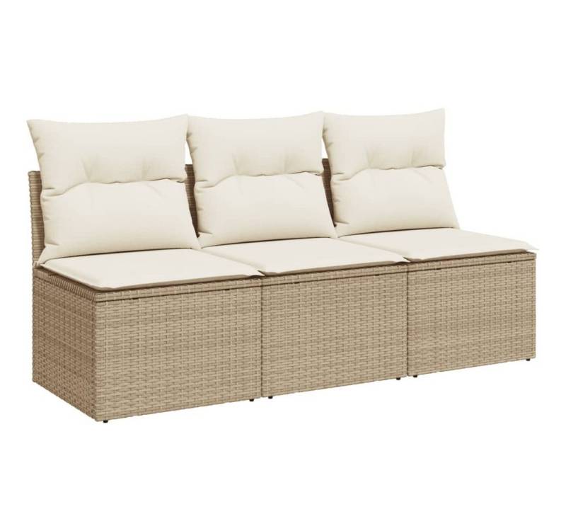 vidaXL Sofa, Gartensofa mit Kissen 3-Sitzer Beige Poly Rattan von vidaXL
