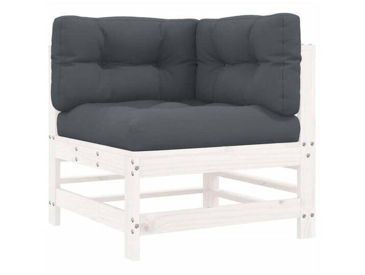 vidaXL Sofaelement Ecksofa mit Kissen Weiß Massivholz Kiefer (1 St), Ecksofa, Weiße Kiefer von vidaXL