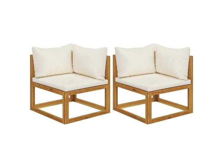 vidaXL Sofaelement Ecksofas 2 Stk. Modular mit Kissen Massivholz (2 St), Creme von vidaXL