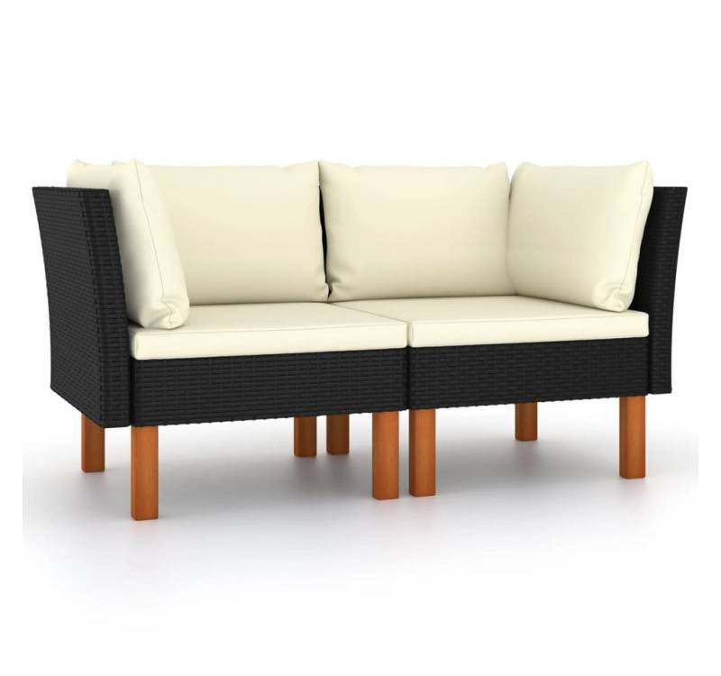 vidaXL Sofaelement Ecksofas 2 Stk. Poly Rattan und Eukalyptus Massivholz (1 St) von vidaXL
