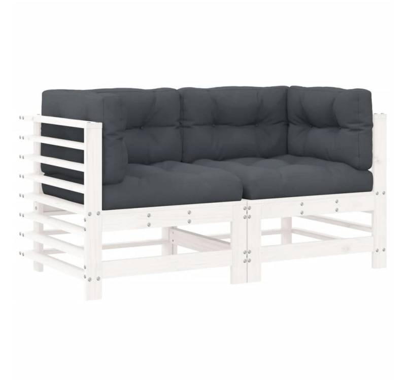 vidaXL Sofaelement Ecksofas mit Kissen 2 Stk. Weiß Massivholz Kiefer (1 St) von vidaXL