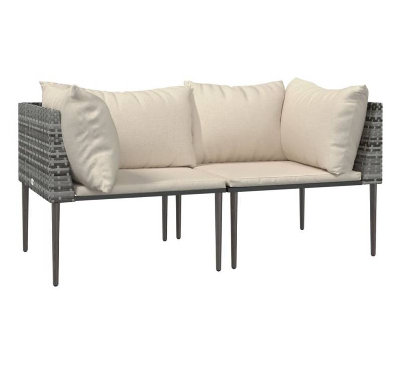 vidaXL Sofaelement Garten-Ecksofas mit Kissen 2 Stk. Grau Poly Rattan (2 St) von vidaXL