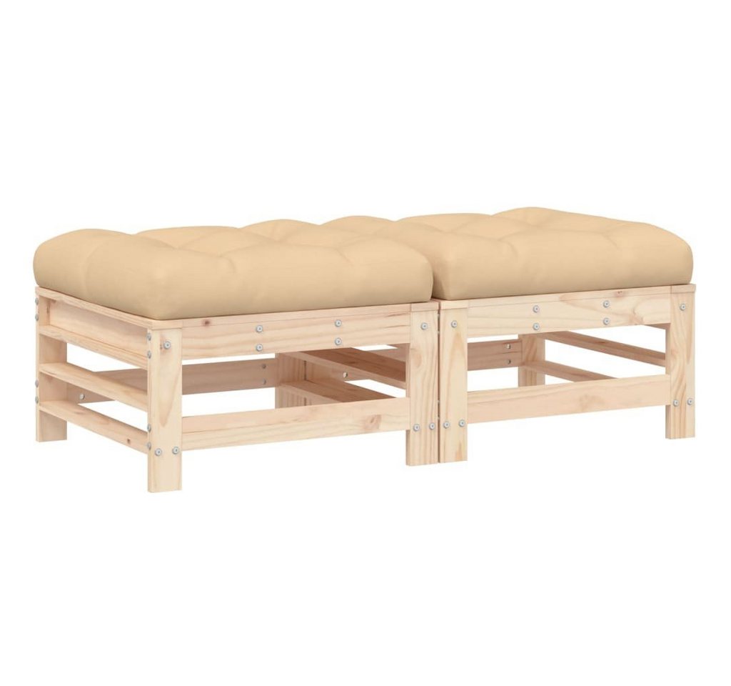vidaXL Sofaelement Gartenhocker mit Kissen 2 Stk. Massivholz Kiefer (1 St) von vidaXL