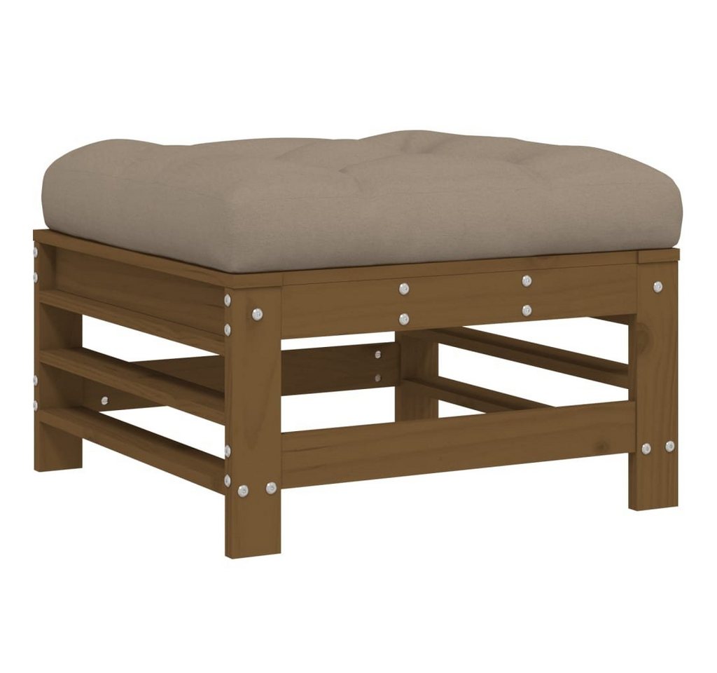 vidaXL Sofaelement Gartenhocker mit Kissen Honigbraun Massivholz Kiefer (1 St) von vidaXL