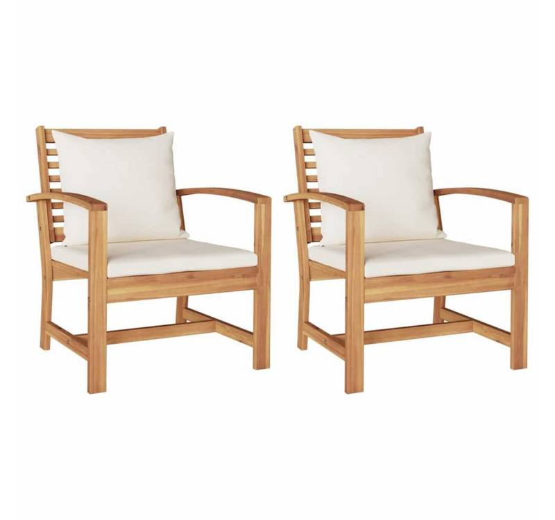 vidaXL Sofaelement Gartenstühle 2 pcs Natur 60 x 65 x 76.5 cm -Massivholz (2 St) von vidaXL