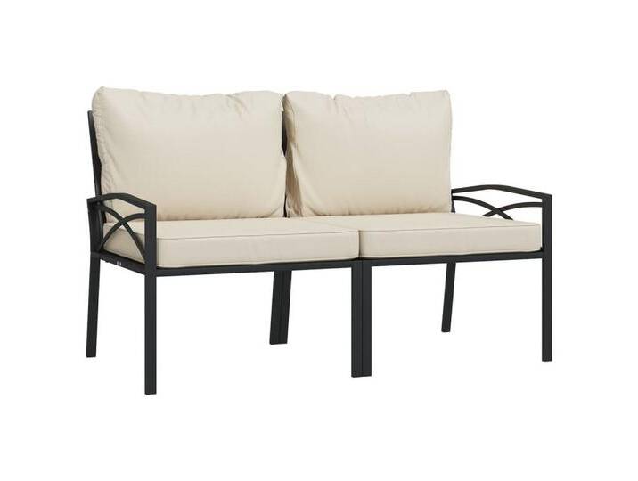 vidaXL Sofaelement Gartenstühle mit Sandfarbigen Kissen 2 Stk. 62x75x79 cm Stahl (2 St), Sandfarbe von vidaXL