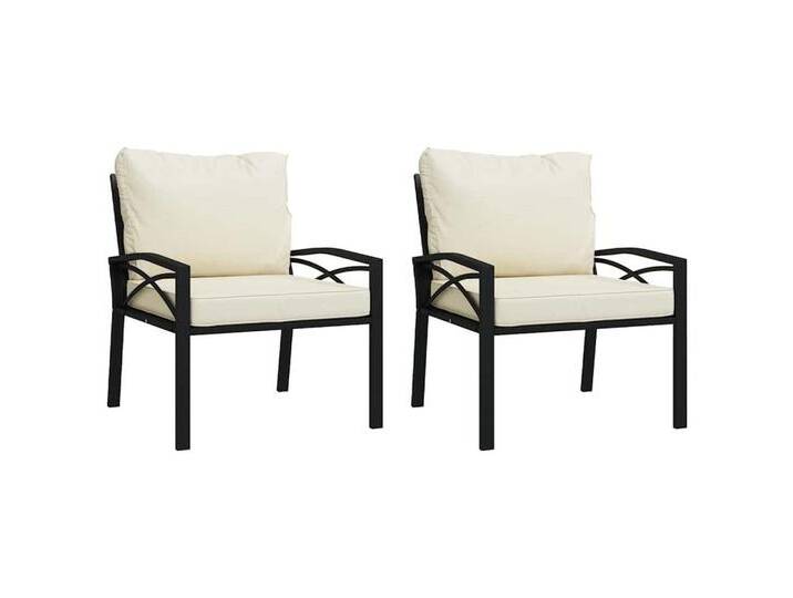 vidaXL Sofaelement Gartenstühle mit Sandfarbigen Kissen 2 Stk. 68x76x79 cm Stahl (2 St), Sandfarbe von vidaXL