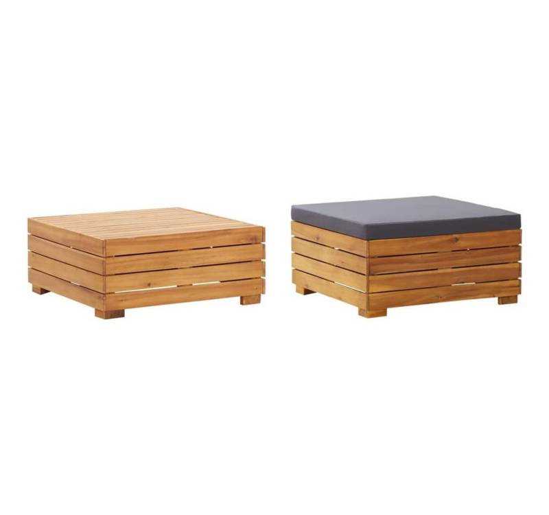 vidaXL Sofaelement Gartentisch und Hocker mit Kissen Massivholz (1 St) von vidaXL