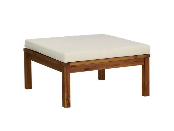 vidaXL Sofaelement Hocker mit Cremeweißem Kissen Massivholz (1 St), weiß, Fußhocker, Weiß von vidaXL