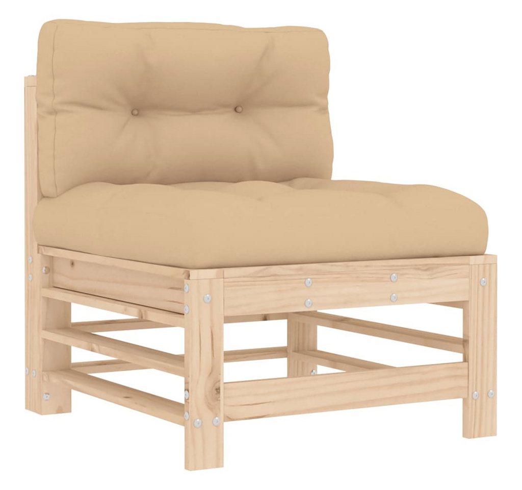 vidaXL Sofaelement Mittelsofa mit Kissen Massivholz Kiefer (1 St) von vidaXL