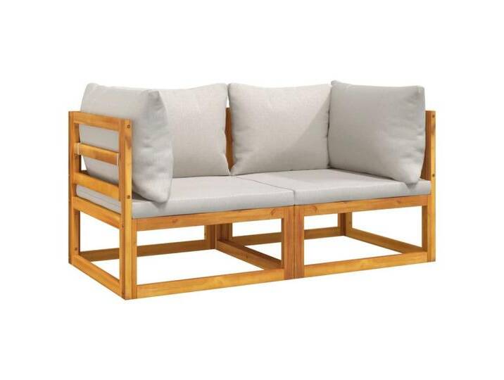 vidaXL Sofaelement Modular-Ecksofas 2 Stk. mit Hellgrauen Kissen Massivholz (1 St), grau, Ecksofa (2 Stk.), Hellgrau von vidaXL