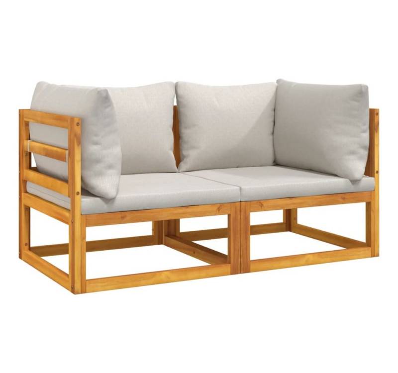 vidaXL Sofaelement Modular-Ecksofas 2 Stk. mit Hellgrauen Kissen Massivholz (1 St) von vidaXL