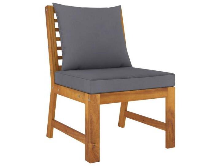 vidaXL Sofaelement Modular-Mittelsofa mit Dunkelgrauen Kissen Akazie Massivholz (1 St), grau, Middle sofa, Dunkelgrau von vidaXL