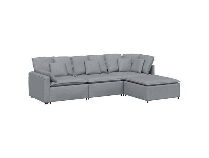 vidaXL Sofaelement Modulares Sofa mit Fußhocker Kissen Stoff Hellgrau, grau, Hellgrau von vidaXL