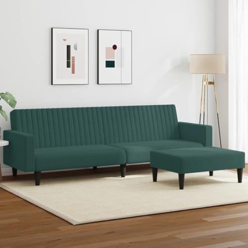 vidaXL Sofagarnitur 2-TLG., Schlafsofa mit Fußhocker, Klappbett Klappsofa mit Schlaffunktion, Bettsofa Sofabett Sofa Couch, Dunkelgrün Samt vidaXL Sofagarnitur 2-TLG., Schlafsofa mit Fußhocker, Klappbett Klappsofa mit Schlaffunktion, Bettsofa Sofabett Sofa Couch, Dunkelgrün Samt von vidaXL
