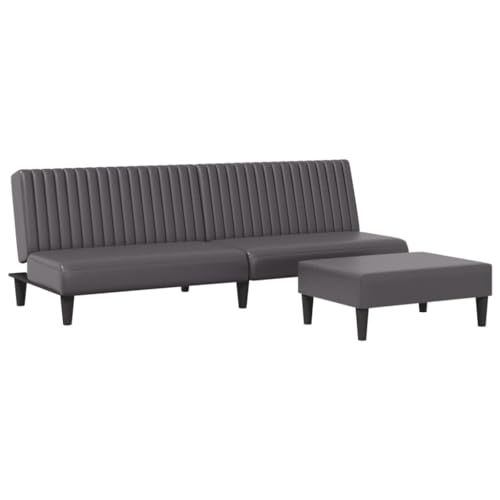 vidaXL Sofagarnitur 2-TLG., Schlafsofa mit Fußhocker, Klappbett Klappsofa mit Schlaffunktion, Bettsofa Sofabett Sofa Couch, Grau Kunstleder vidaXL Sofagarnitur 2-TLG., Schlafsofa mit Fußhocker, Klappbett Klappsofa mit Schlaffunktion, Bettsofa Sofabett Sofa Couch, Grau Kunstleder von vidaXL