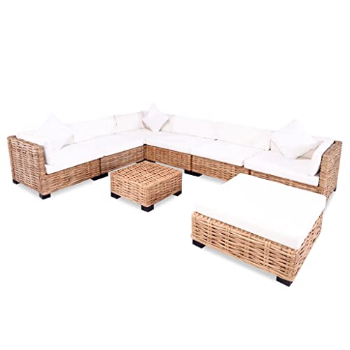 vidaXL Sofagarnitur 27-TLG. Sofa Set Rattanmöbel Couch Lounge Möbel Sitzgruppe Gartenmöbel Gartensofa Hocker Couchtisch Natur Rattan von vidaXL