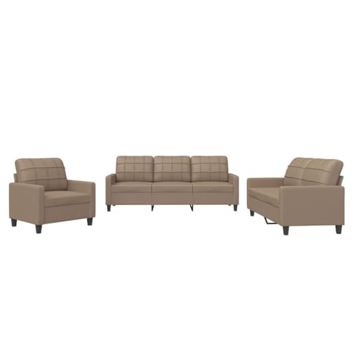 vidaXL Sofagarnitur 3-TLG., Sessel Couch mit Kissen, Sofa Wohnzimmersofa mit Armlehnen, Couchgarnitur Designsofa Sitzmöbel Polstermöbel, Cappuccino-Braun Kunstleder vidaXL Sofagarnitur 3-TLG., Sessel Couch mit Kissen, Sofa Wohnzimmersofa mit Armlehnen, Couchgarnitur Designsofa Sitzmöbel Polstermöbel, Cappuccino-Braun Kunstleder von vidaXL