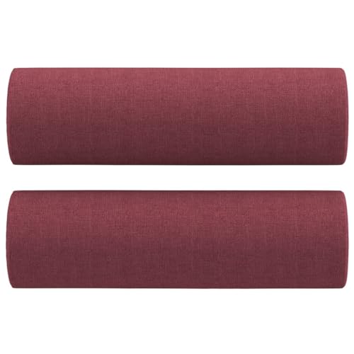 vidaXL Sofakissen 2 STK., Dekokissen Kissen mit Füllung, Dekorativ Couchkissen, Zierkissen für Sofa Wohnzimmer Schlafzimmer, Weinrot Ø15x50cm Stoff von vidaXL