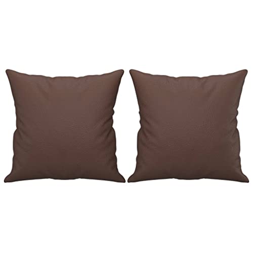 vidaXL Sofakissen 2 STK., Dekokissen Kissen mit Füllung, Dekorativ Couchkissen, Zierkissen für Sofa Wohnzimmer Schlafzimmer, Braun 40x40cm Kunstleder von vidaXL