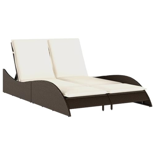 vidaXL Sonnenliege, Gartenliege mit Auflagen, Relaxliege Doppelliege Verstellbare Rückenlehne, Gartenmöbel Strandliege Stahlrahmen, Braun Poly Rattan vidaXL Sonnenliege, Gartenliege mit Auflagen, Relaxliege Doppelliege Verstellbare Rückenlehne, Gartenmöbel Strandliege Stahlrahmen, Braun Poly Rattan von vidaXL