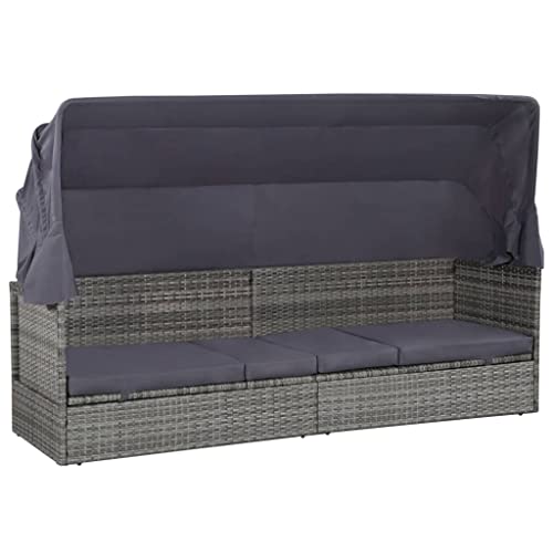 vidaXL Sonnenliege Baldachin Poly Rattan Gartenmöbel Sonneninsel Gartensofa von vidaXL