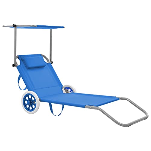 vidaXL Sonnenliege Dach Blau Klappbar Strandliege Gartenliege Relaxliege Liege von vidaXL