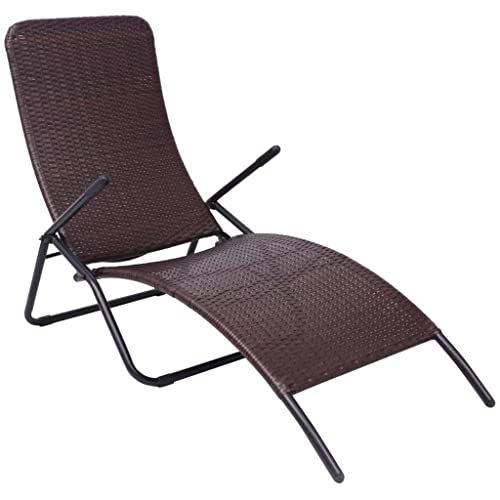 vidaXL Sonnenliege Klappbar Gartenliege Gartenmöbel Liege Strandliege Relaxliege Freizeitliege Liegestuhl Rattanmöbel Poly Rattan Braun von vidaXL