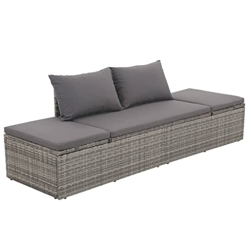 vidaXL Sonnenliege Poly Rattan Grau Gartenliege Liegestuhl Relaxliege Liege von vidaXL