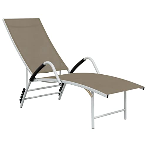 vidaXL Sonnenliege Verstellbar Gartenliege Liege Gartenmöbel Relaxliege Strandliege Freizeitliege Garten Terrasse Textilene Aluminium Taupe von vidaXL