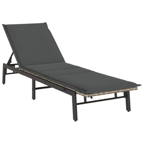 vidaXL Sonnenliege mit Auflage Hellgrau Poly Rattan, Gartenliege, Strandliege, Tagesbett, Relaxliege, Sonnenbett, Chaiselongue, Lounge Bett vidaXL Sonnenliege mit Auflage Hellgrau Poly Rattan, Gartenliege, Strandliege, Tagesbett, Relaxliege, Sonnenbett, Chaiselongue, Lounge Bett von vidaXL
