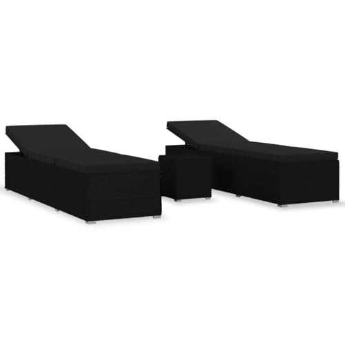 vidaXL Sonnenliege mit Teetisch 3-TLG. Gartenliege Gartenmöbel Liege Beistelltisch Relaxliege Liegestuhl Strandliege Freizeitliege Poly Rattan Schwarz vidaXL Sonnenliege mit Teetisch 3-TLG. Gartenliege Gartenmöbel Liege Beistelltisch Relaxliege Liegestuhl Strandliege Freizeitliege Poly Rattan Schwarz von vidaXL