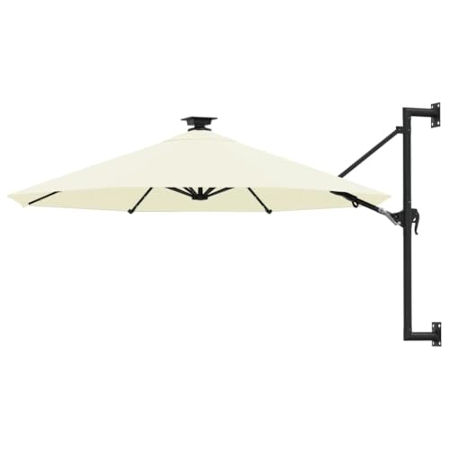 vidaXL Sonnenschirm Wandmontage mit LEDs Metallmast Wandschirm Ampelschirm Balkonschirm Gartenschirm Marktschirm Schirm 300cm Sandfarben vidaXL Sonnenschirm Wandmontage mit LEDs Metallmast Wandschirm Ampelschirm Balkonschirm Gartenschirm Marktschirm Schirm 300cm Sandfarben von vidaXL