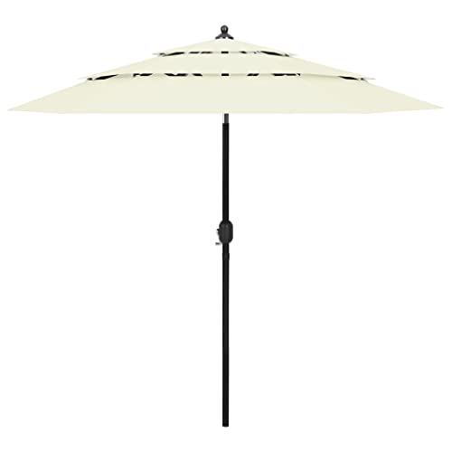 vidaXL Sonnenschirm mit Aluminium-Mast 3-lagig Ampelschirm Gartenschirm Marktschirm Strandschirm Kurbelschirm Schirm Terrasse Garten Sandfarben 2,5m vidaXL Sonnenschirm mit Aluminium-Mast 3-lagig Ampelschirm Gartenschirm Marktschirm Strandschirm Kurbelschirm Schirm Terrasse Garten Sandfarben 2,5m von vidaXL