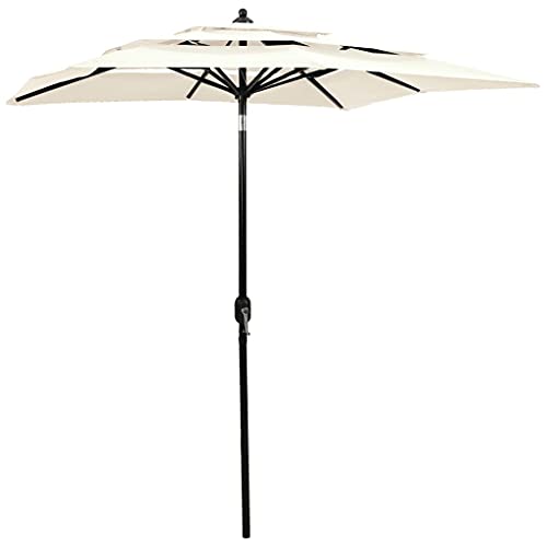 vidaXL Sonnenschirm mit Aluminium-Mast 3-lagig Ampelschirm Gartenschirm Marktschirm Strandschirm Schirm Kurbelschirm Terrassenschirm Sandfarben 2x2m vidaXL Sonnenschirm mit Aluminium-Mast 3-lagig Ampelschirm Gartenschirm Marktschirm Strandschirm Schirm Kurbelschirm Terrassenschirm Sandfarben 2x2m von vidaXL