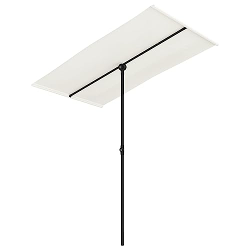 vidaXL Sonnenschirm mit Aluminium-Mast Höhenverstellbar Drehbar Ampelschirm Gartenschirm Marktschirm Strandschirm Schirm Sonnenschutz 180x110cm Sandweiß von vidaXL