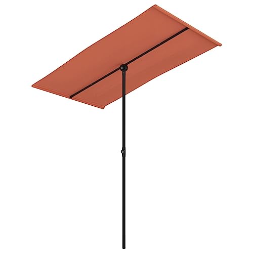 vidaXL Sonnenschirm mit Aluminium-Mast Höhenverstellbar Drehbar Ampelschirm Gartenschirm Marktschirm Strandschirm Schirm Sonnenschutz 180x110cm Terracotta-Rot von vidaXL
