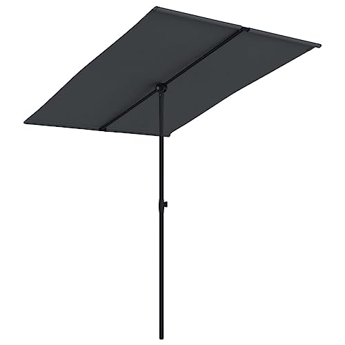 vidaXL Sonnenschirm mit Aluminium-Mast Höhenverstellbar Drehbar Ampelschirm Gartenschirm Marktschirm Strandschirm Schirm Sonnenschutz 2x1,5m Schwarz von vidaXL