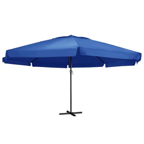 vidaXL Sonnenschirm mit Aluminium-Mast Kurbelsystem Ampelschirm Marktschirm Gartenschirm Balkonschirm Terrassenschirm Schirm 600cm Azurblau von vidaXL