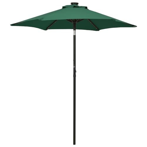 vidaXL Sonnenschirm mit LED-Leuchten Ampelschirm Gartenschirm Marktschirm Strandschirm Schirm Kurbelschirm Terrassenschirm Grün 200x211cm Aluminium von vidaXL