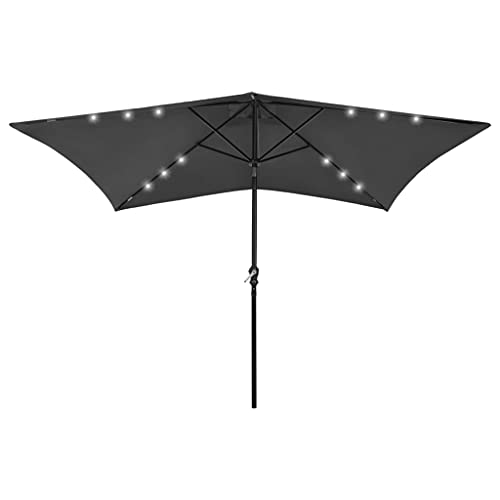 vidaXL Sonnenschirm mit LEDs Stahl-Mast Ampelschirm Gartenschirm Marktschirm Strandschirm Schirm Kurbelschirm Terrassenschirm Anthrazit 2x3m vidaXL Sonnenschirm mit LEDs Stahl-Mast Ampelschirm Gartenschirm Marktschirm Strandschirm Schirm Kurbelschirm Terrassenschirm Anthrazit 2x3m von vidaXL