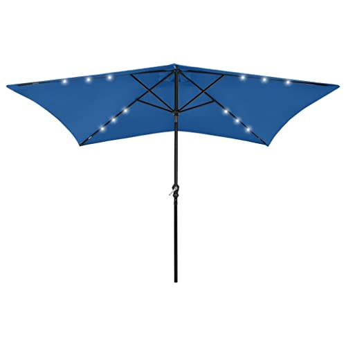 vidaXL Sonnenschirm mit LEDs Stahl-Mast Ampelschirm Gartenschirm Marktschirm Strandschirm Schirm Kurbelschirm Terrassenschirm Azurblau 2x3m vidaXL Sonnenschirm mit LEDs Stahl-Mast Ampelschirm Gartenschirm Marktschirm Strandschirm Schirm Kurbelschirm Terrassenschirm Azurblau 2x3m von vidaXL