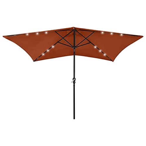 vidaXL Sonnenschirm mit LEDs Stahl-Mast Ampelschirm Gartenschirm Marktschirm Strandschirm Schirm Kurbelschirm Terrassenschirm Terrakotta 2x3m vidaXL Sonnenschirm mit LEDs Stahl-Mast Ampelschirm Gartenschirm Marktschirm Strandschirm Schirm Kurbelschirm Terrassenschirm Terrakotta 2x3m von vidaXL